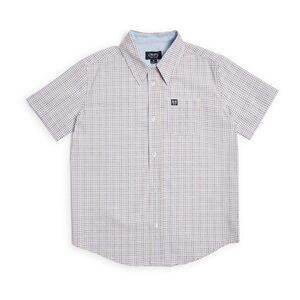 Chaps Plaid Short Sleeve Button Down Shirt Size 18 Big Kid Boy in White